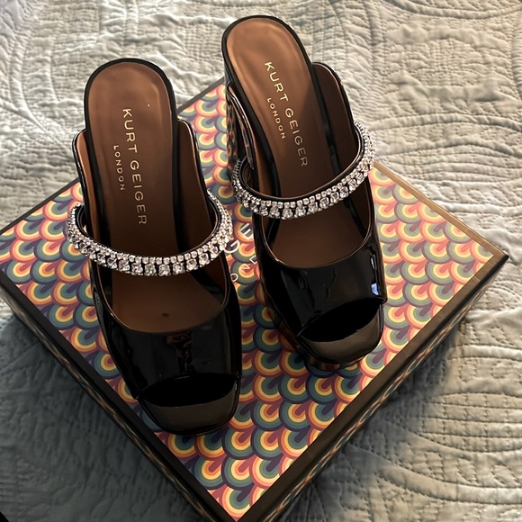 Kurt Geiger London Duke Platorm Peep Toe Black Shoes size 37 (size 7) - Picture 1 of 8